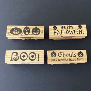 Craft Smart Lot of 4 Mounted Rubber Stamp Halloween Theme Boo Ghouls Pumpkins
